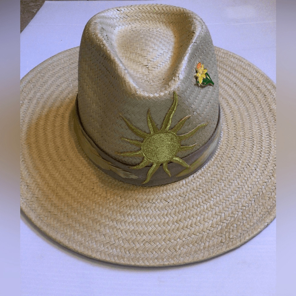 NEW ! wyeth X Ruxpinsrags Sunshine Straw Rancher Hat with Sun Accent